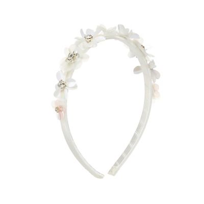 Girls' ivory flower applique headband